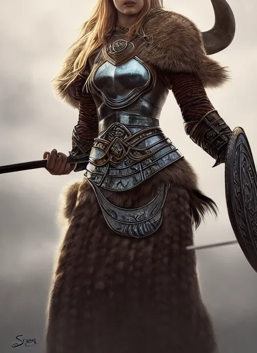 Prompt: photo of a gorgeous viking queen in armor in the style of stefan kostic, realistic, sharp focus, 8 k high definition, insanely detailed, intricate, elegant, art by stanley lau and artgerm