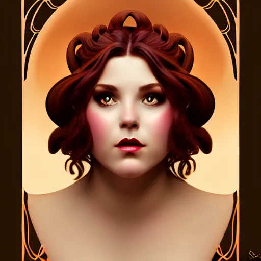 Prompt: curvy woman with a bundt cake face digital art, cinematic, concept art, 8k, painting, imaginefx, cgsociety, art nouveau, Alphonse Mucha, trending on artstation, medium shot, head shot