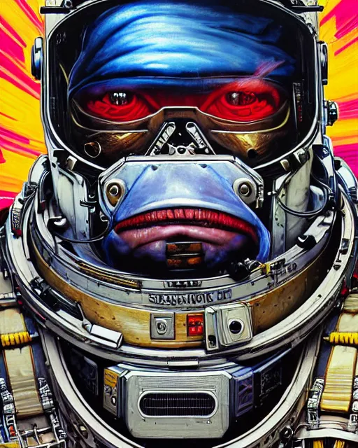 Image similar to a portrait of a muscular anthropomorphic cyberpunk howler monkey in spacesuit armor by sandra chevrier, by jon foster, detailed render, extremely hyperdetailed, tape deck, epic composition, cybernetics, 4 k realistic, cryengine, realistic shaded lighting, sharp focus, masterpiece, by enki bilal