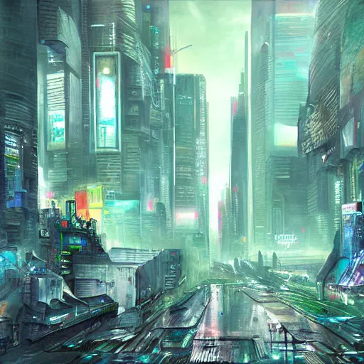 Image similar to cyberpunk dystopia, extremely detailed painting