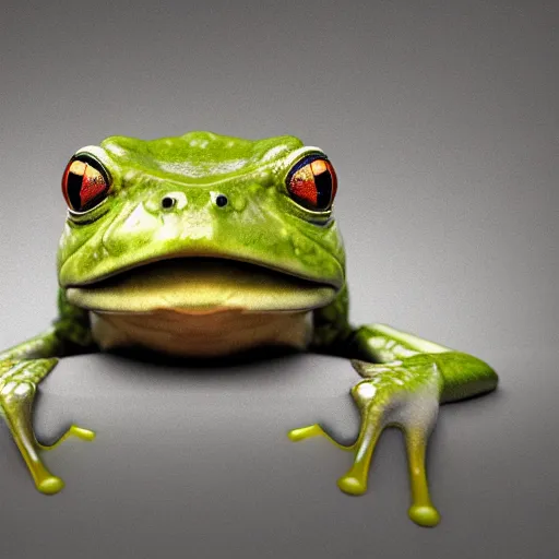Image similar to hyperrealistic image of bullfrog, by thomas eakes & greg rutkowski & xiang duan & mike judge, perfect symmetry, dim volumetric lighting, photorealistic, 8 k octane beautifully detailed render, post - processing, extremely hyper - detailed, intricate, epic composition, lifelike attributes, cinematic lighting, masterpiece, trending on artstation, very very detailed, stunning,