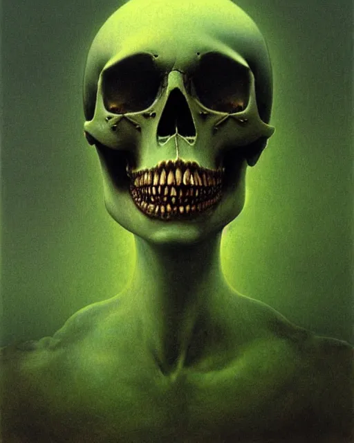 Image similar to portrait of a fleshy veiny skull by zdzislaw beksinski