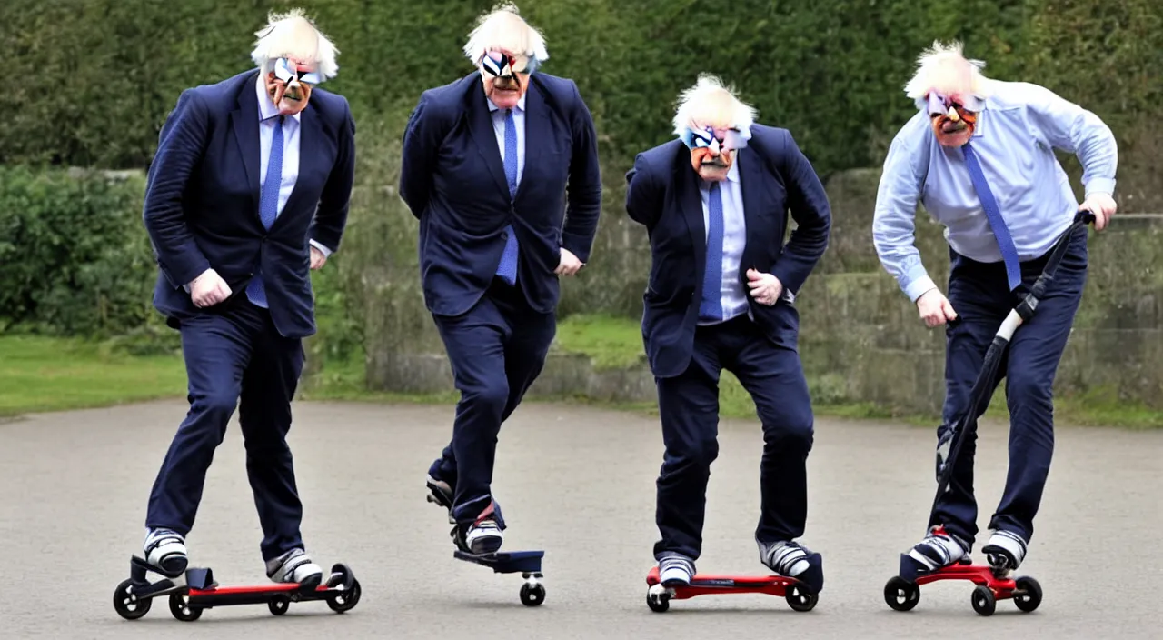 Image similar to Boris Johnson on rollerblades
