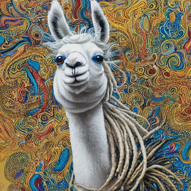 Prompt: llama with dreadlocks, by mandy jurgens, ernst haeckel, patrick caulfield, james jean