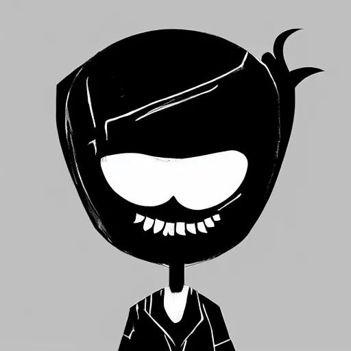 Image similar to cartoon character boy with skull mask, inspired by little nightmares, limbo, concept art