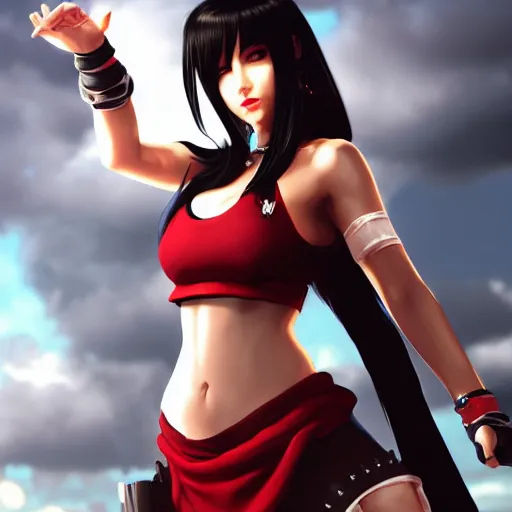 Image similar to tifa as a goddness,artstation