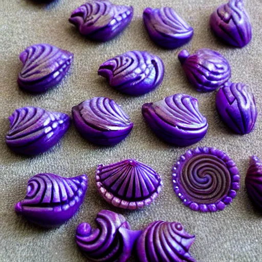 Image similar to carved seashell beads jewelry design purple splotches