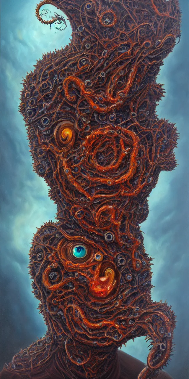 Image similar to oil on canvas portrait painting, polycount, surrealism, surrealist, lovecraftian, cosmic horror, high detail