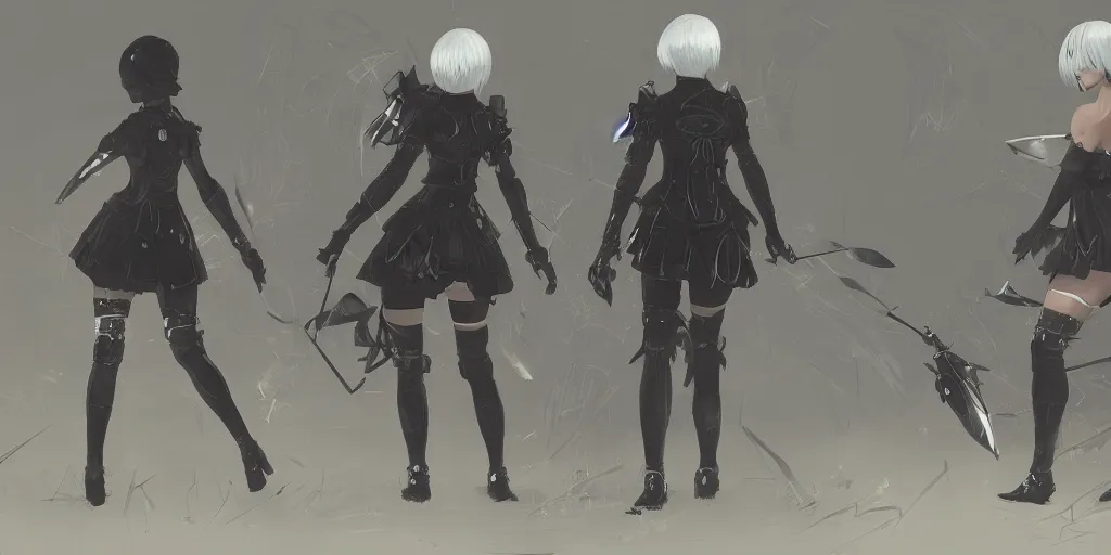 Image similar to an environmental concept art of nier automata, highly detailed, 2 b, environmental light, cinematic by francis tneh