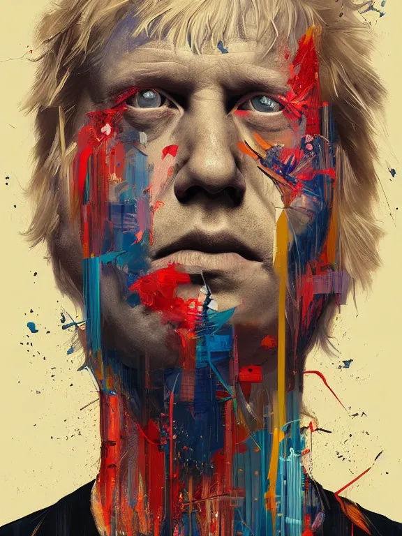 Prompt: art portrait of Boris Johnson ,8k,by tristan eaton,Stanley Artgermm,Tom Bagshaw,Greg Rutkowski,Carne Griffiths,trending on DeviantArt,face enhance,hyper detailed,minimalist,cybernetic, android, blade runner,full of colour,