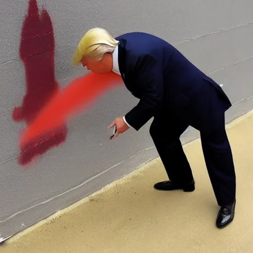 Image similar to donald trump sniffing spray paint