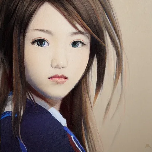 Image similar to a high detail portrait of high school girl by makoto sinkai, in simple background, CLIP STADIO, mad painting