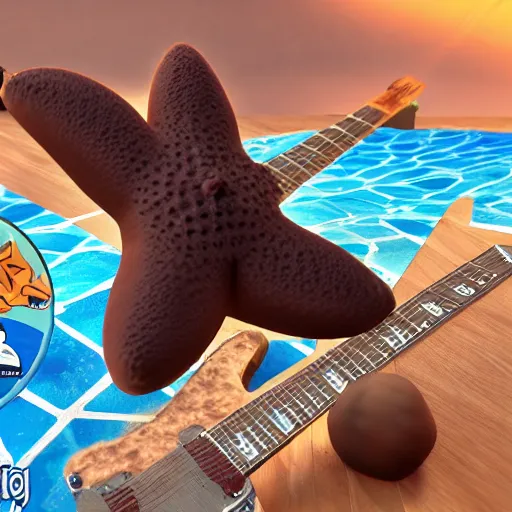 Prompt: ladies and gentlemen introducing the chocolate starfish and the hot dog flavoured water bring it on heavy guitar riffs, realistic, hdr, clear image, hdd, rtx on, dynamic lighting,