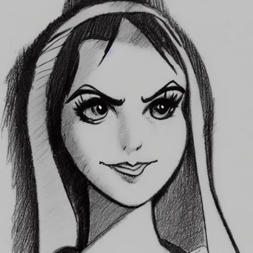 Image similar to milt kahl sketch of victoria justice as princess padme in star wars episode 3