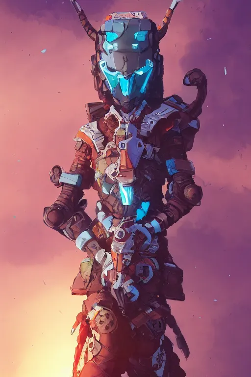 Image similar to combination suit armor aloy horizon forbidden west horizon zero dawn robot ninja mask helmet backpack tribal, art gta 5 comics, official fanart behance hd artstation by jesper ejsing, by rhads, makoto shinkai and lois van baarle, ilya kuvshinov, ossdraws radiating a glowing aura cgi rtx 2 0 2 2