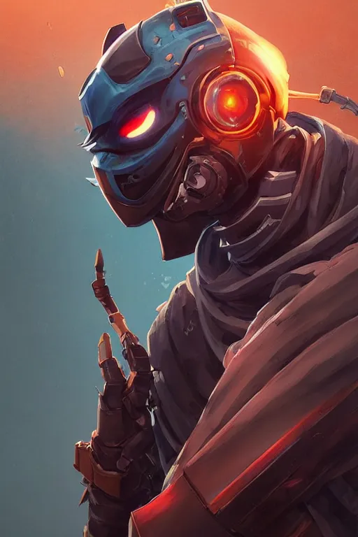 Image similar to epic mask helmet robot ninja portrait stylized as fornite style game design fanart by concept artist gervasio canda, behance hd by jesper ejsing, by rhads, makoto shinkai and lois van baarle, ilya kuvshinov, rossdraws global illumination radiating a glowing aura global illumination ray tracing hdr render in unreal engine 5