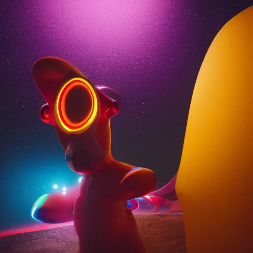 Image similar to photography of a futuristic space clown, in an colorful alien planet, ultra detail, beautiful light, high detail, 8 k, f / 2. 8, octane render