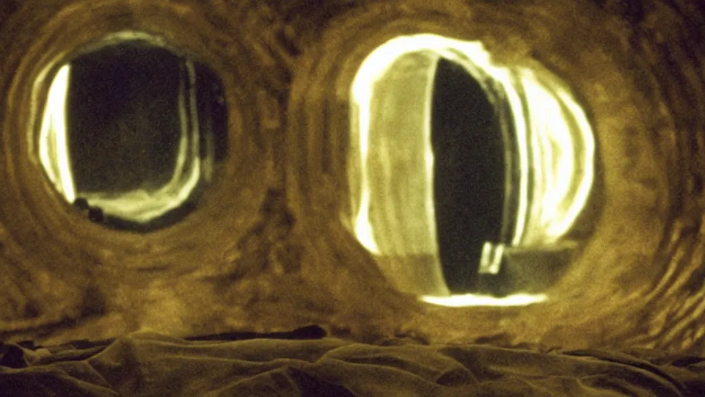 Image similar to an mri slice of james cavell in the living room, film still from the movie directed by denis villeneuve with art direction by salvador dali, wide lens