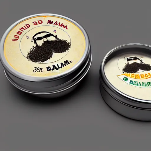 Image similar to 3 d render of vintage looking beard balm tin