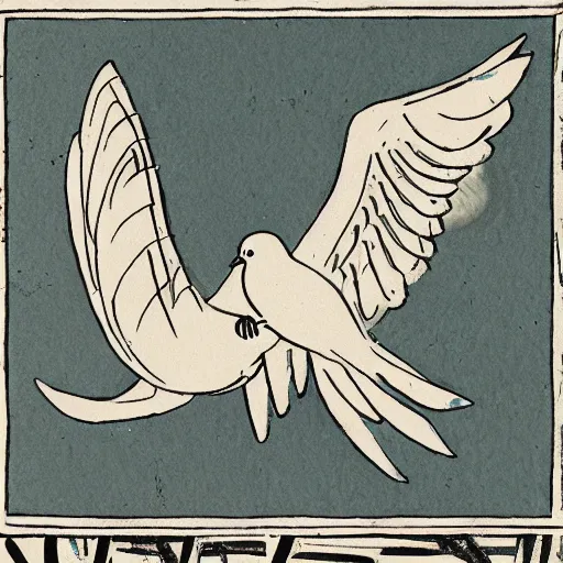 Image similar to illustration of doves flying into a portal shaped like an ear