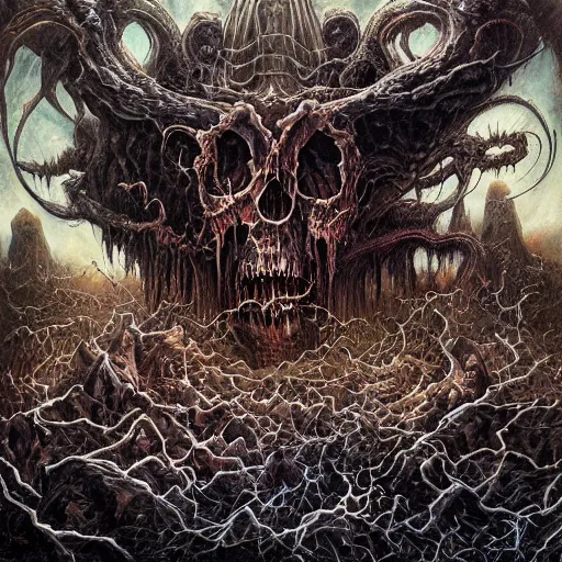Prompt: death metal album cover by Dan Seagrave