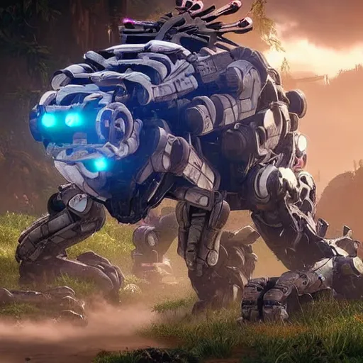 Image similar to cybernetic robot frog from the game Horizon Zero Dawn