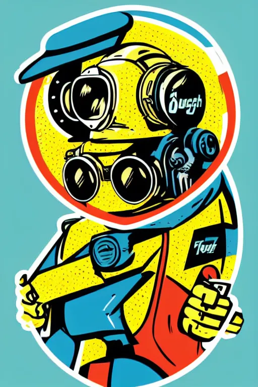 Image similar to fallout 7 6 retro futurist illustration art by butcher billy, sticker, colorful, illustration, highly detailed, simple, smooth and clean vector curves, no jagged lines, vector art, smooth andy warhol style