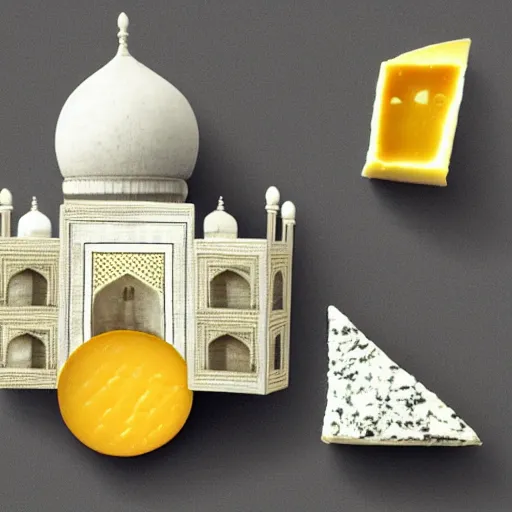 Image similar to cheese a reconstruction of the cheese taj mahal made ot of different cheeses, cheese