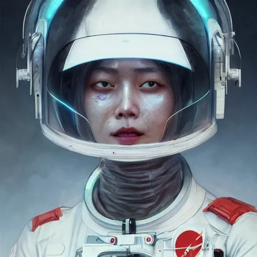 Image similar to asia woman bloodiedface in astronaut gear, ultra realistic, concept art, intricate details, eerie, horror, highly detailed, photorealistic, octane render, 8 k, unreal engine. art by artgerm and greg rutkowski and alphonse mucha