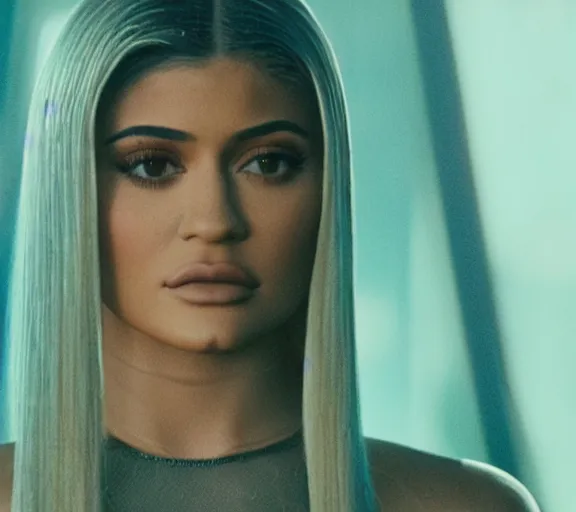 Image similar to a movie still of kylie jenner as a joi hologram in the movie blade runner 2 0 4 9