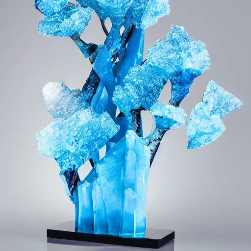 Image similar to blue ice crystal forest sculpture of galaxy