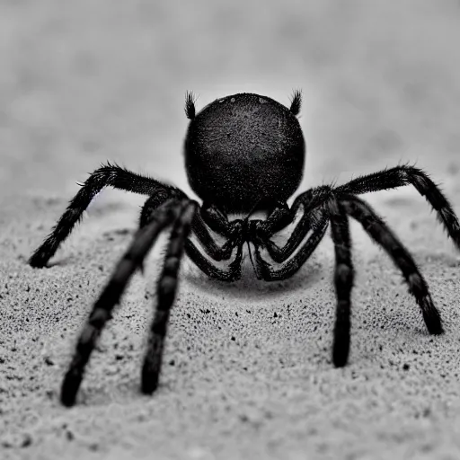 Prompt: a spider made of sand invading a sandcastle in the beach