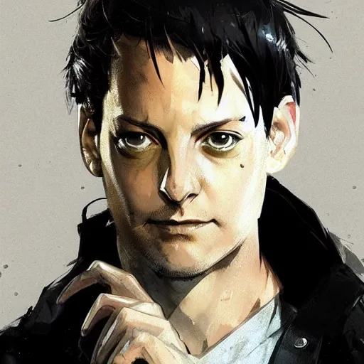 Prompt: portrait of Tobey Maguire, dramatic lighting, anime illustration by Greg rutkowski, yoji shinkawa, 4k, digital art, concept art, trending on artstation, アニメ, featured on pixiv