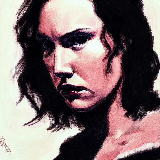 Image similar to portrait of daisy ridley or adam driver by greg ruthkowski