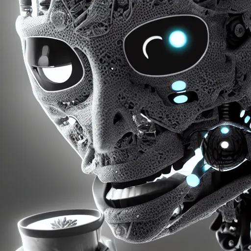 Image similar to an amazing deep portrait of a robot made of marijuana being smoked, intricate detail, volumetric lighting, 8 k, photorealistic, digital art trending on artstation