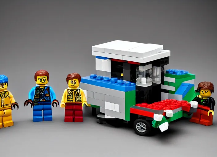 Image similar to product photo still of walter white winnebago lego playset, 8 k, 1 2 0 mm macro, f 1. 8, studio lighting, key light