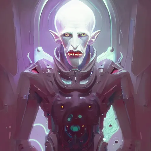 Prompt: a portrait of a handsome cybernetic nosferatu, cyberpunk concept art by pete mohrbacher and wlop and artgerm and josan gonzales, digital art, highly detailed, intricate, sci-fi, sharp focus, Trending on Artstation HQ, deviantart, unreal engine 5, 4K UHD image