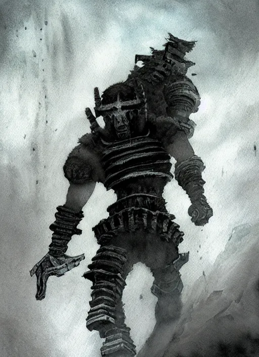 Image similar to portrait, Shadow of the Colossus, watercolor, dramatic lighting, cinematic, establishing shot, extremely high detail, foto realistic, cinematic lighting, pen and ink, intricate line drawings, by Yoshitaka Amano, Ruan Jia, Kentaro Miura, Artgerm, post processed, concept art, artstation, matte painting, style by eddie mendoza, raphael lacoste, alex ross