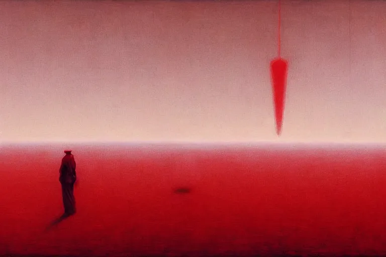 Image similar to only with red, red god of death eat apple, a futuristic city on mars in the background, red worms on the floor, in the style of beksinski, part by hopper, part by rodcenko, part by hofbauer, intricate composition, red by caravaggio, insanely quality, highly detailed, masterpiece, red light, artstation, 8 k