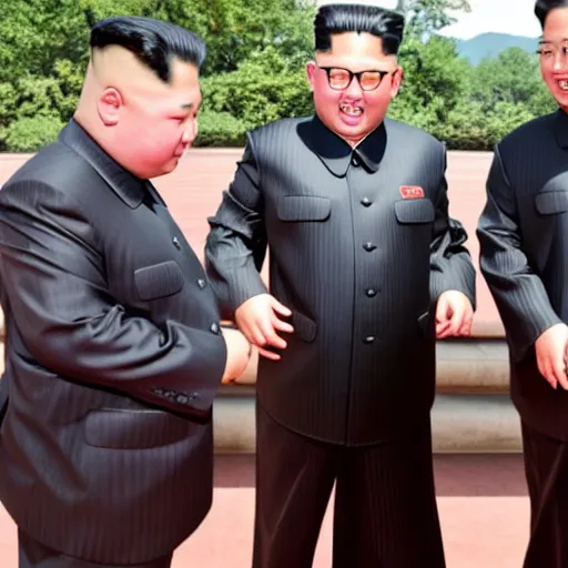 Image similar to kim jong un being instructed on how to do a cart wheel