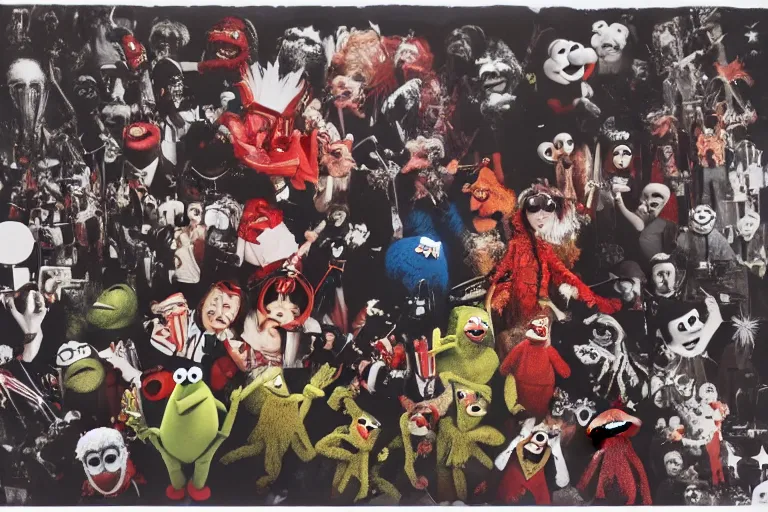 Prompt: minimalist full color joel peter witkin photo of a 4 th of july parade, hr giger, mapplethorpe, disney, muppets, cronenberg