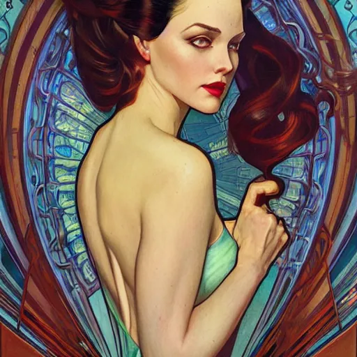 Image similar to a streamline moderne portrait in the style of anna dittmann and donato giancola and alphonse mucha.