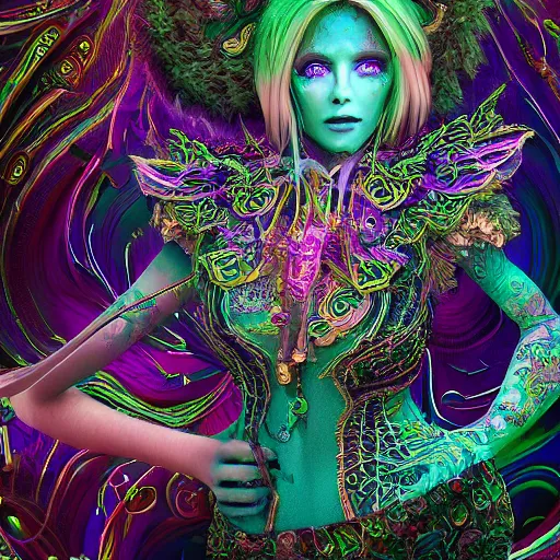 Image similar to psychadelic witch, hyper detailed, flowing psychadelic background intricate and detailed, ornate 8 k gorgeous intricate detailed, octane render