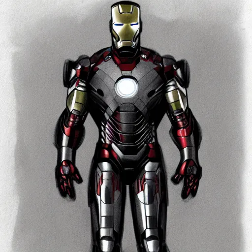 Prompt: Iron Man Armor mark 3, pencil sketch, concept art