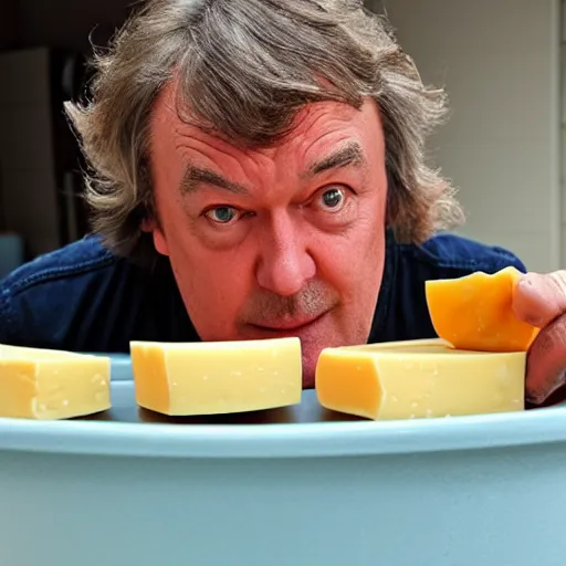 Image similar to James May Bathing in cheese