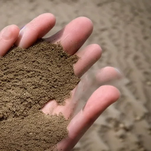 Prompt: desperate hand rising out of sand