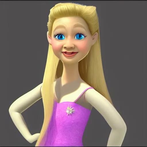 Prompt: a 3d princess with blonde hair , 3d cgi , disney style