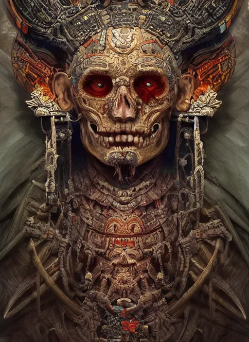 Image similar to digital _ painting _ of _ cizkin god of death mayan _ by _ filipe _ pagliuso _ and _ justin _ gerard _ symmetric _ fantasy _ highly _ detailed _ realistic _ intricate _ port