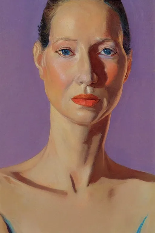 Image similar to portrait of beautiful woman by wayne thiebaud, detailed, realistic skin color