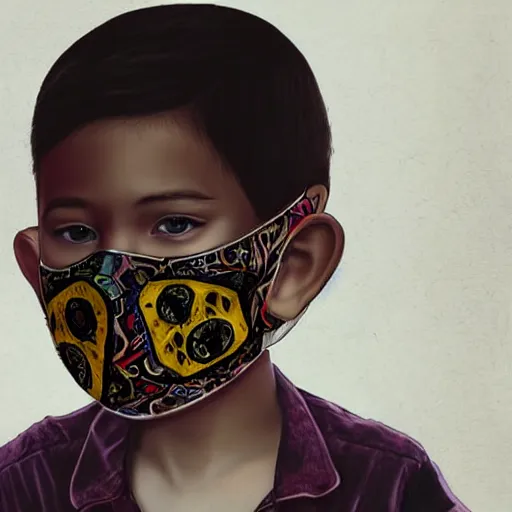 Image similar to a boy wearing a skull mask by gawx art, gawx _ art